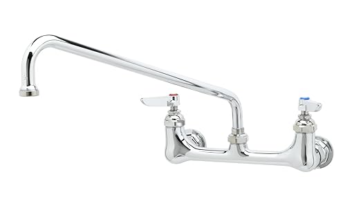T&S Brass B-2299 Double Pantry Faucet, Wall Mount, 8-Inch Centers, 14-Inch Swing Nozzle, 1/2-Inch Npt Female Inlets