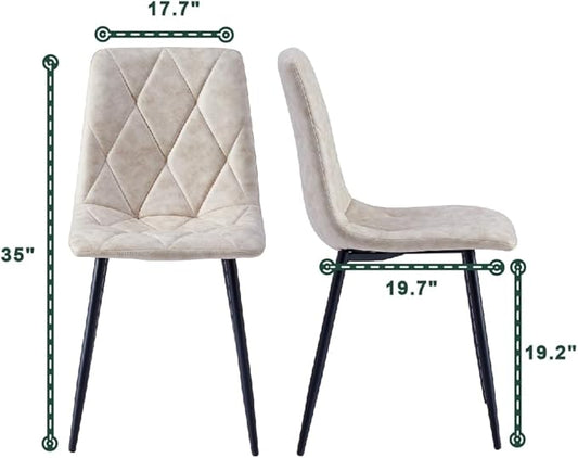 Btrpily 4 Set of Dining Chairs, Metal Frame Dining Chair for Kitchen Room,Technology Cloth Seat Chair for Living Room, Bedroom(Beige)