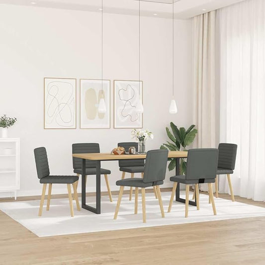 6-Piece Dark Gray Fabric Dining Chairs Set with Metal Frame - Modern Farmhouse Kitchen Chairs, Comfortable Foam Seating for Dining Room Living Room Restaurant