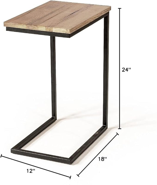 Wycian Sofa Side End Table, Brown Island Table for Kitchen Metal Living Room Bedroom Dining Rooms Garden 1PC