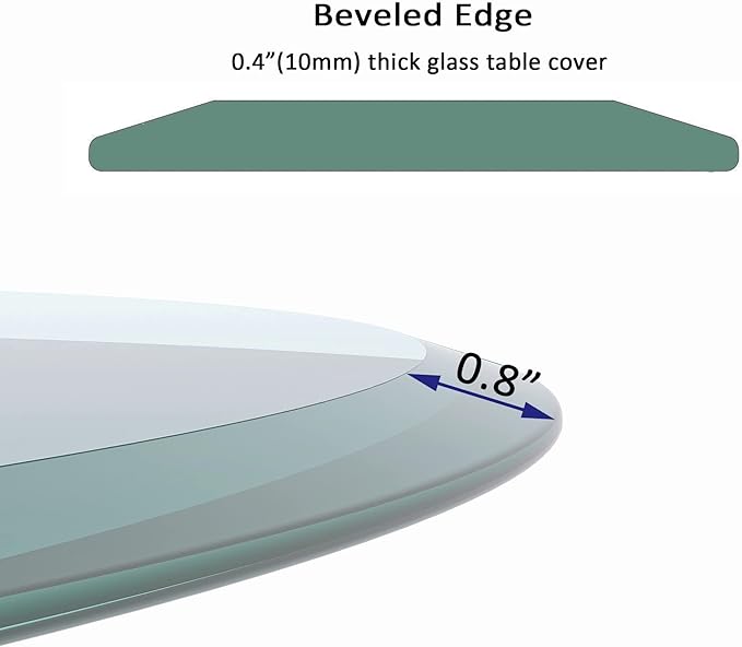 24" Round 3/8" Inch Thick Tempered Glass Table Top - Beveled Edge Clear