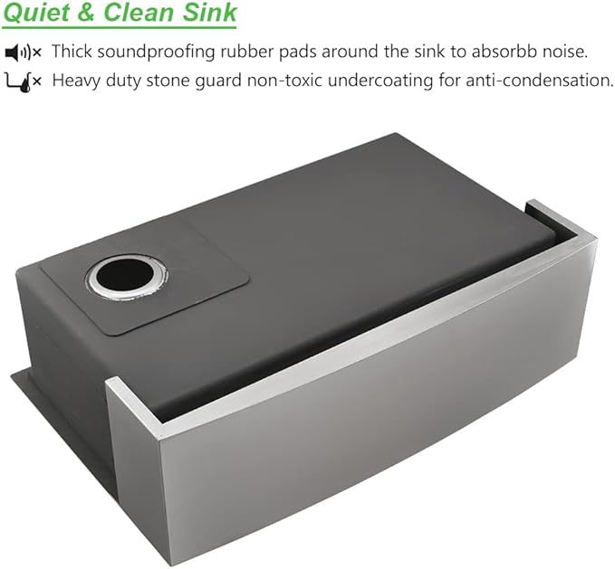 33 Inch Farmhouse Sink For Kitchen, 33x22 Inch Stainless Steel Farm Sink Undermount Apron Front 16 Gauge Single Bowl Workstation Kitchen Sink