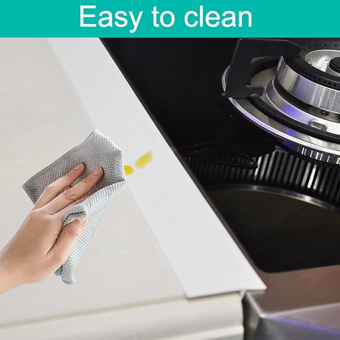 Stove Gap Covers, 2PACK Kitchen Silicone Oven Gap Filler - 21 Inches Countertop Strips Guard, Easy to Clean (White)