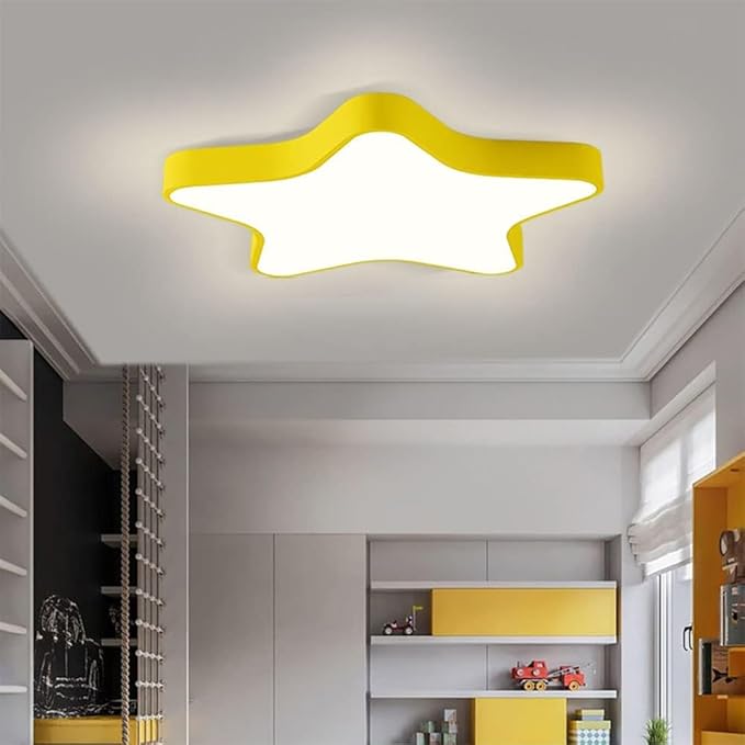 LED Ceiling Light Fixture, Modern Pentagram Recessed Ceiling Lights, 3000K-6000K Dimmable Light, Close to Lighting Flush Mount Living Room Pendant Lamps (Yellow, 12inch)