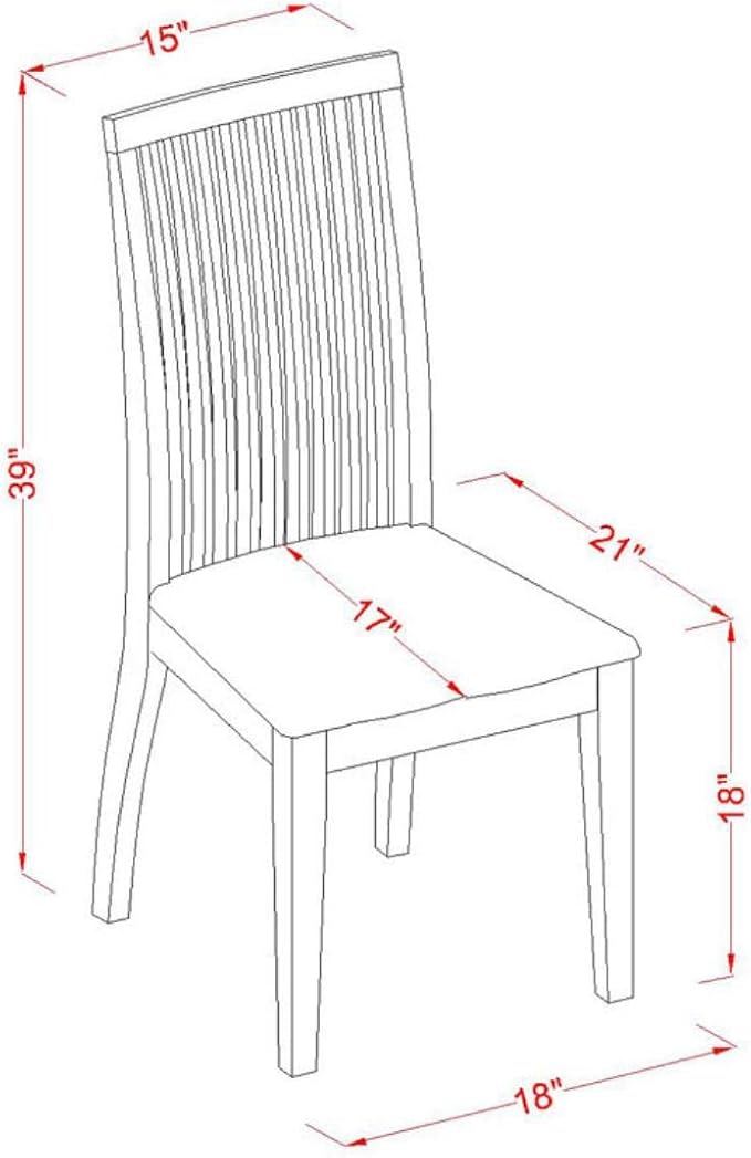 East West Furniture IPC-LWH-W Ipswich Dining Chairs - Slat Back Wood Seat Kitchen Chairs, Set of 2, Linen White