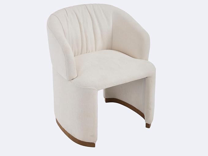 Barrel Dining Chairs Set of 2 - Accent Armchairs with Upholstered Curved Backrest, Modern Chenille Side Chairs for Dining Room/Living Room/Kitchen Island, Beige