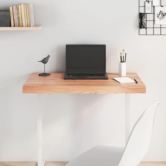 Solid Oak Table Top 31.5x15.7 Butcher Block Desktop Light Brown Varnished Wood Slab for Small Workbench Standing Desk Dining Coffee Kitchen Counter Island Living Room Study RV