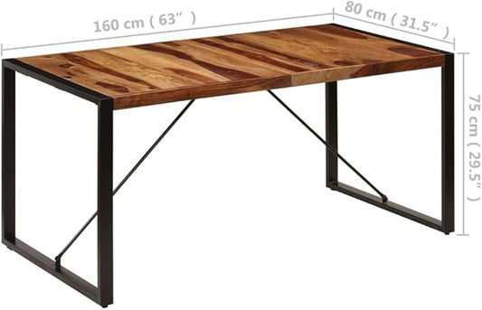 Industrial Dining Table 63"x31.5" Solid Acacia Wood Kitchen Table for 6 Rustic Brown Rectangle Dining Room Tables Indoor Easy Assembly