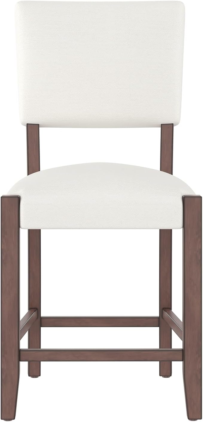 Mid Century Modern Stools Set of 4 Off White Rubber Wood Elegance Kitchen Island Dining Room Cozy Living