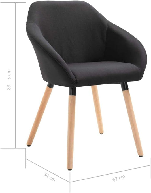 4-Piece Black Fabric Dining Chairs Set Solid Wood Frame Matte Finish Indoor Seating for Dining Room Kitchen Living Room