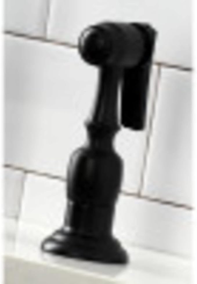 Kingston Brass KS1272TALBS Two-Handle 4-Hole Deck Mount Bridge Kitchen Faucet with Brass Sprayer in Polished Brass