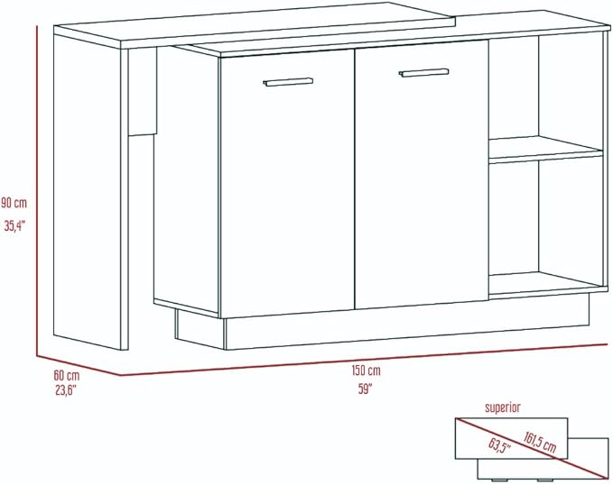 GOWE Dorchester 6-Shelf 6-Door 2-Piece Kitchen Set, Kitchen Island and Pantry Cabinet White and Light Oak