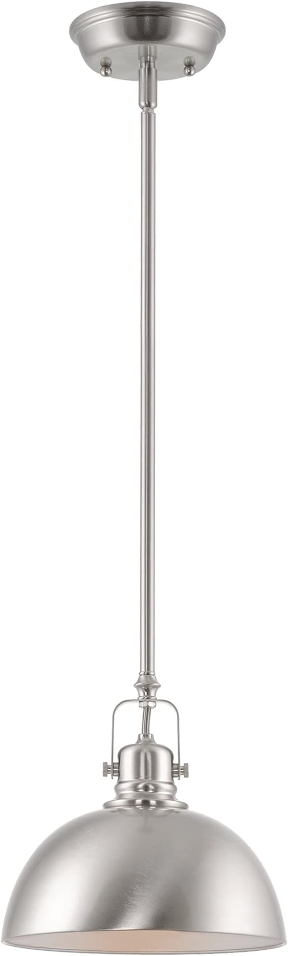 Kira Home Belle 9" Modern Industrial Pendant Light with Dome Shade, Petit Retro Metal Silver Hanging Light, Brushed Nickel Finish