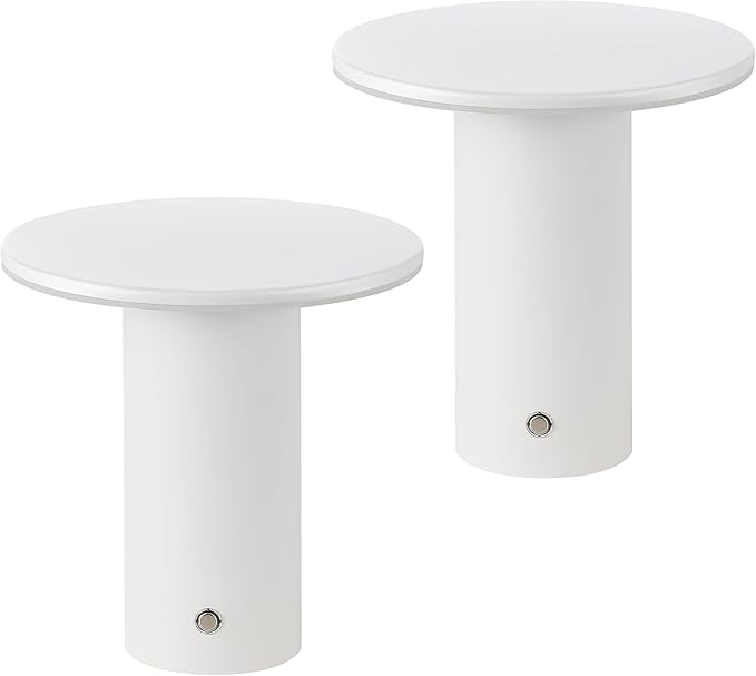 JONATHAN Y 7.5" White Modern Rechargeable Cordless LED Table Lamp Set of 2, Dimmable Touch Sensor Nightstand Mini Lamp for Dining Living Room, Frosted Diffuser JYL7158A-SET2