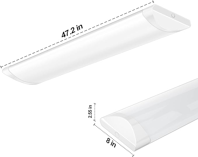 ANTLUX 4FT LED Wraparound Puff Lights, 50W/5500LM, 3 Color Temperature Dimmable LED Wrap Light, 4 Foot LED Flush Mount Ceiling Lights, 48 Inch LED Light Fixtures for Kitchen Laundry Office, White