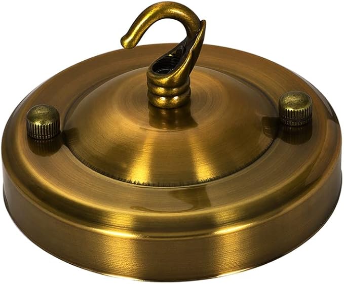 uxcell Retro Light Canopy Kit with Hook, Vintage Chandelier Ceiling Plate, for Light Fitting Accessory DIY, 104mm 4.1Inch Gold Bronze