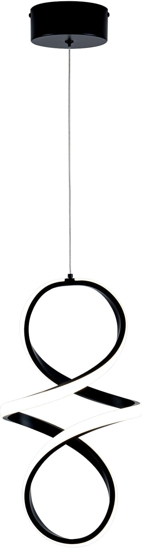 MAYNA Spiral Led Pendant Light Fixture,18W Modern Led Chandelier, 4000K Adjustable Height Hanging Light Fixture for Kitchen Living Room Bedroom Cafe Table, 1 Pack (Black)