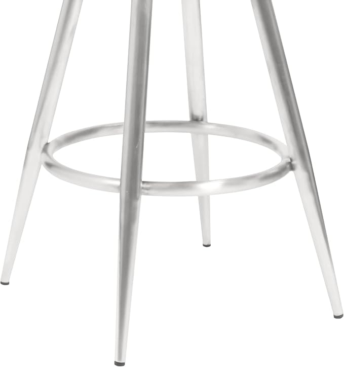 Justin Modern Farmhouse 26" Seat Height Swivel Vintage Gray Faux Leather Bar Stool with Brushed Stainless Steel Legs for Kitchen Island Counter, Set of 2