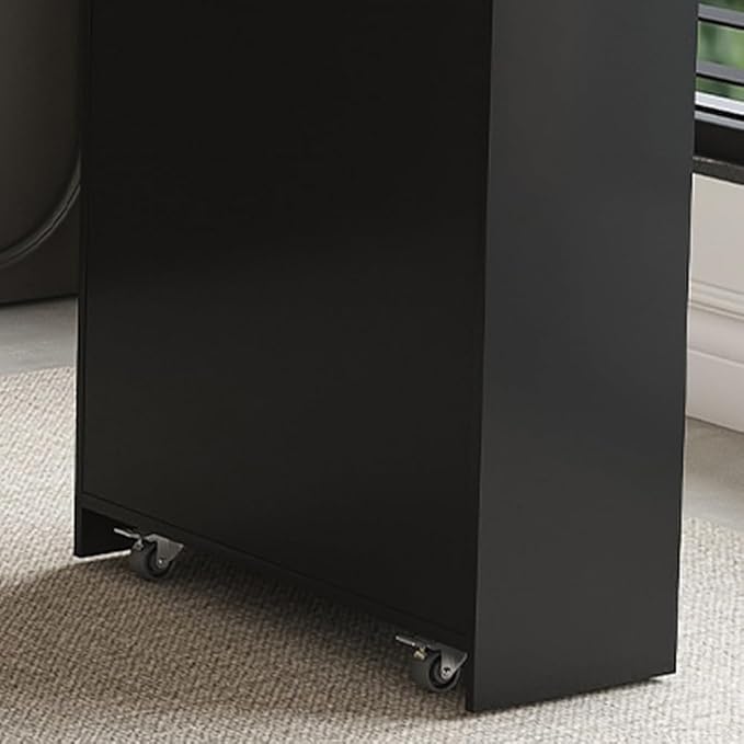 80-inch Expandable Kitchen Island with Dining Table, Marble-Grain Countertop with Power Outlet, Mobile Storage Cart with Cabinet & 2 Drawers, Kitchen Prep Table (Black + MDF)