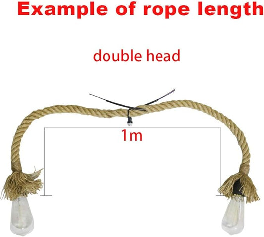 Mengjay Trade E27 Hemp Rope Double Head Vintage Hanging Pendant Ceiling Light Lamp Industrial Retro Country Style Dining Hall Restaurant Bar Cafe Lighting AC 220V (1m (50 cm+50 cm))