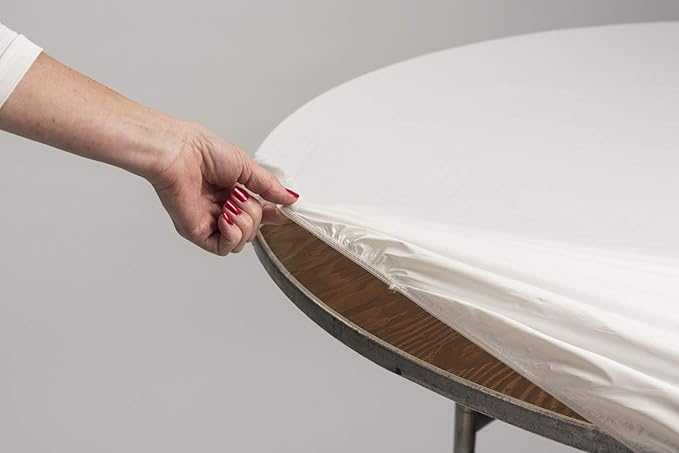 Kwik-Covers 36" Round Fitted Plastic Table Covers, Bundle of 5 (Black)