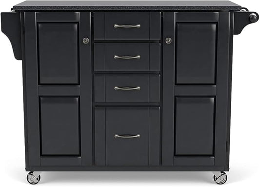 Create-a-Cart Black 2 Door Kitchen Cart with Black Granite Top by Home Styles