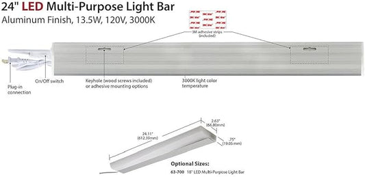 Satco 63/701 LED Under Cabinet Plug-in Light Bar, 3000K, 24 Inches