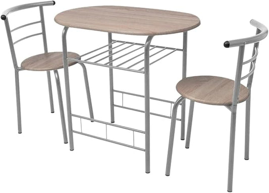 Modern Breakfast Bar Table Set with Stools - Space-Saving MDF Kitchen Furniture for Apartments, Cafes & Pubs (Silver Iron Frame, 31.5" Compact Dining Table)