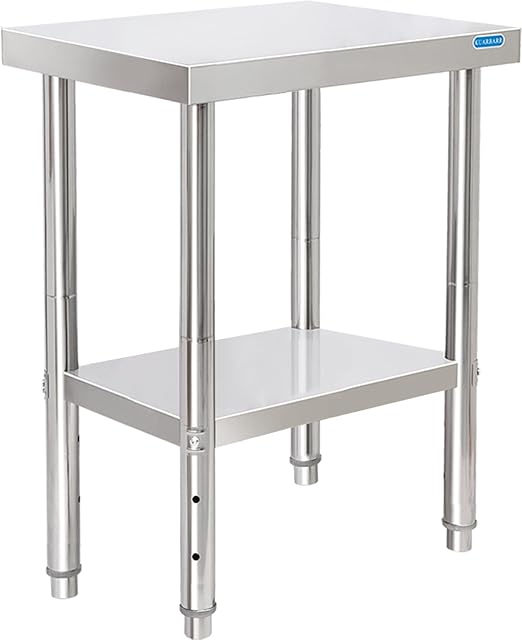 KUARBARR Stainless Steel Table for Prep & Work with Undershelf 18 x 24 Inches NSF Metal Commercial Kitchen Prep Table with Adjustable Under Shelf Worktable for Restaurant Home Outdoor