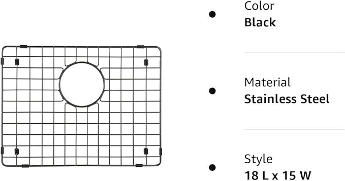 Starstar Sinks Protector Matte Black 304 Stainless Steel Kitchen Sink Bottom Grid, Rack (18 L x 15 W)