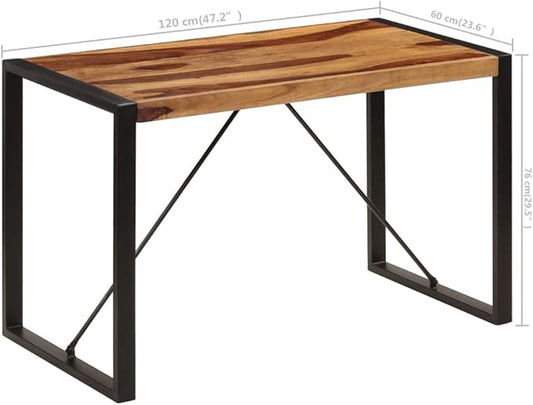 Dining Table Brown Solid Acacia Wood 47.2 x 23.6 in Industrial Rectangular Kitchen & Dining Room Table for 4 Indoor Space