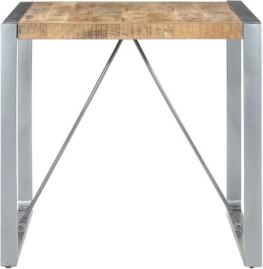 Small Dining Table Square Rough Mango Wood 31.5x31.5x29.5 Inch Industrial Kitchen Island Table Indoor Counter Height Furniture for Dining Room Apartment