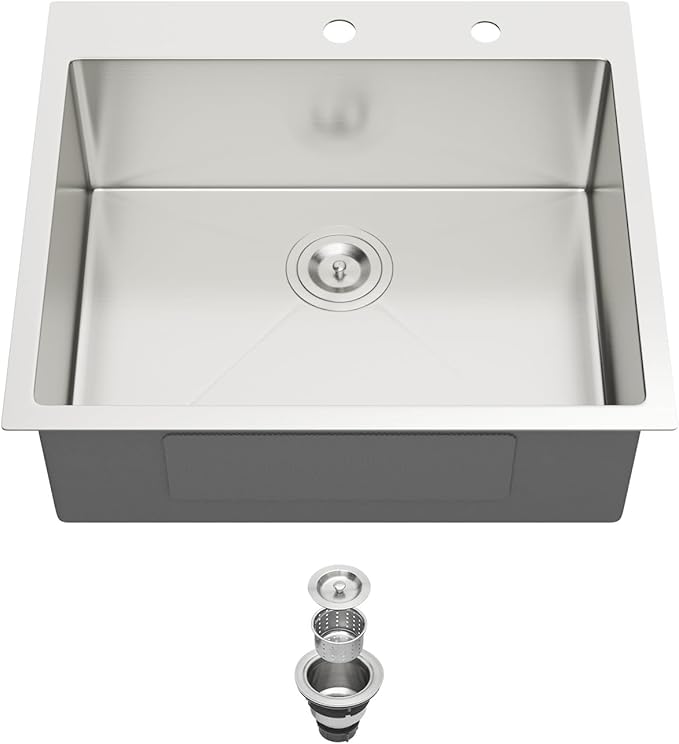 25 Inch Drop In Kitchen Sink - Lepuday 25×22x9 inch Kitchen Sink Drop In Stainless Steel Topmount Sinks 16 Gauge Single Bowl Top mount Sinks