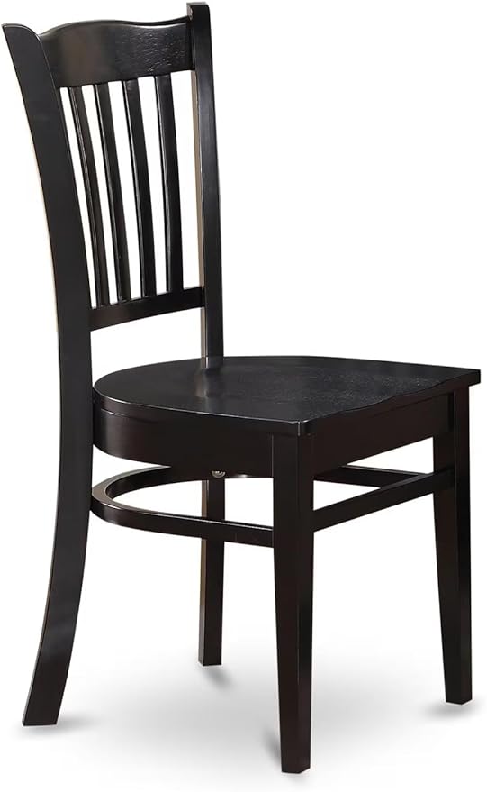 East West Furniture GRC-BLK-W Groton Dining Chairs - Slat Back Wood Seat Kitchen Chairs, Set of 2, Black