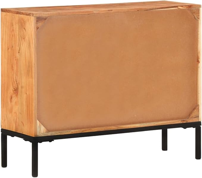Solid Acacia Wood Sideboard Cabinet 34.6" Buffet Storage Cabinet with Drawers for Living Room Dining Room Entryway Kitchen Organization