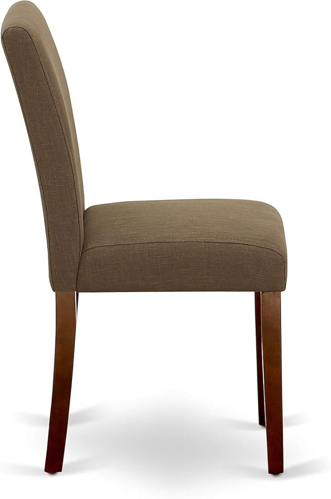 HomeStock 7 Piece Dining Room Table Set Consist of a Rectangle Kitchen Table and 6 Coffee Linen Fabric Parson Dining Chairs, 36x60 Inch, Mahogany