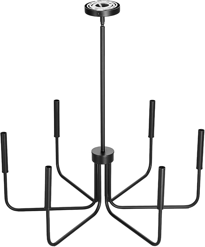 VEVOR 6-Light Chandelier, Metal Farmhouse Chandelier, Adjustable Height, Dining Room Hanging Light Fixture for Ceilings, Modern Chandelier for Bedroom, Foyer, Hall, Kitchen, Living Room and Entryway