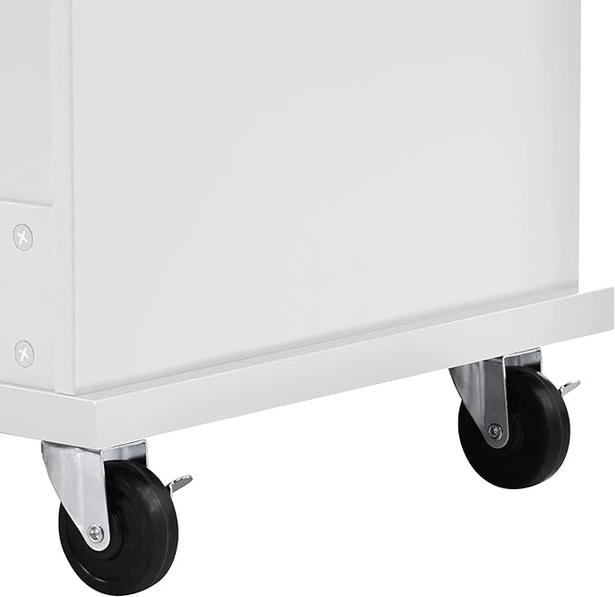 Kitchen Island Cart with Storage Cabinet and Two Locking Wheels, Microwave Cabinet, Solid Wood Desktop, Floor Standing Buffet Server Sideboard for Kitchen Room, Dining Room, Bathroom (White-JZP1)