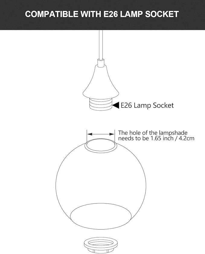 Vintage Brushed Nickel Pendant Light Kit,E26 Lamp Socket DIY Pendant Light Cord,Adjustable Hanging Light Fixtures for Kitchen,3Pack