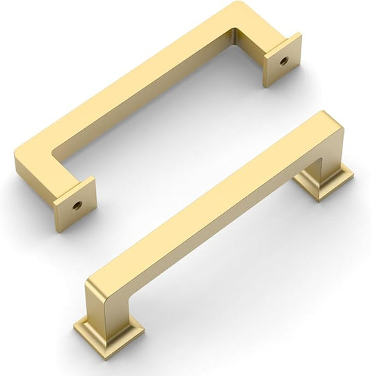 Amerdeco 10 Pack Brushed Gold Cabinet Pulls 3.75 Inch(96MM) Hole Centers Kitchen Cabinet Handles Cabinet Hardware Kitchen Handles for Cabinets Cupboard Handles Drawer Pulls ZH0019