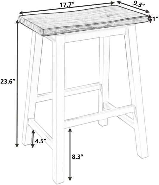 Farmhouse Rustic 2-Piece Counter Height Wood Kitchen Dining Stools for Small Places, Walnut