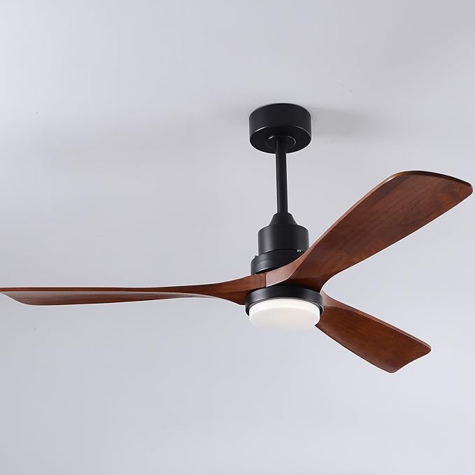 52 Inch Ceiling Fans with Lights and Remote, Quiet Reversible DC Motor and 3 Color Dimmable Light, 3 Blades 6 Speed Wood Ceiling Fan for Farmhouse Living Room Bedroom Dining Room Workroom Study