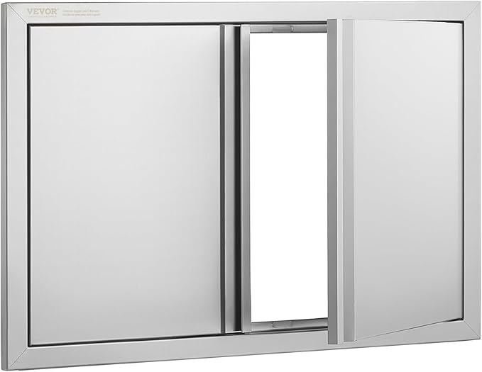 VEVOR BBQ Access Door, 30.5W x 21H Inch Double Outdoor Kitchen, Stainless Steel Flush Mount, Wall Vertical with Recessed Handles, for BBQ Island, Grilling Station, Outside Cabinet