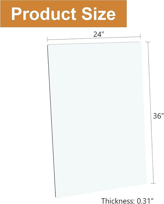 24"x36" Rectangle Tempered Glass Table Top 3/8" Thick Flat Polish Eased Corners Side Table Replacement Clear Glass Tables Top for Living Room Patio Table Tops