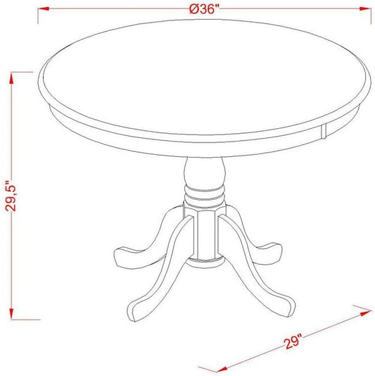 HomeStock Island Oasis Antique Dining Table Made of Rubber Wood Offering Walnut Finish Table Top, 36 Inch Round, Wirebrushed Black Pedestal