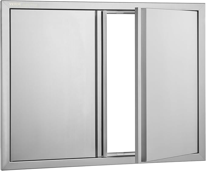 VEVOR BBQ Access Door - 31" W x 24" H Stainless Steel Flush Mount Vertical Door with Recessed Handles,for BBQ Island, Grilling Station, Outside Cabinet