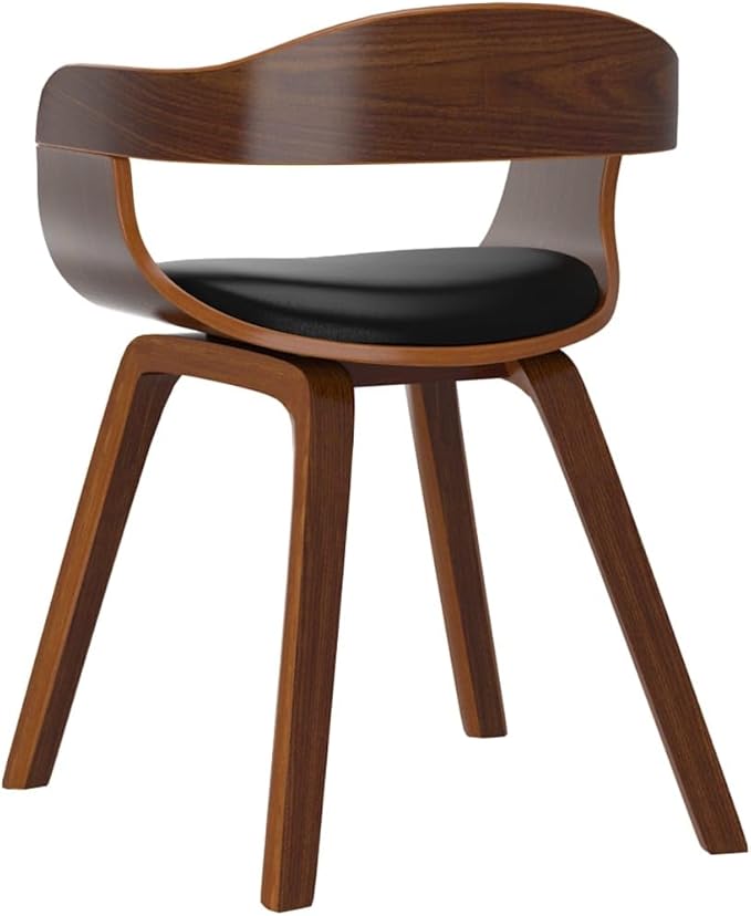 Modern Farmhouse Dining Chair Black Bentwood Faux Leather Kitchen Accent Chair for Dining Room, Restaurant, Bistro