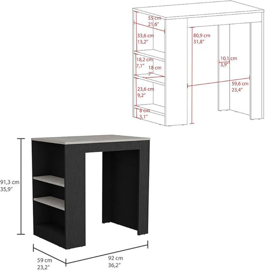 GOWE Portree Kitchen Island with 3-Side Shelves