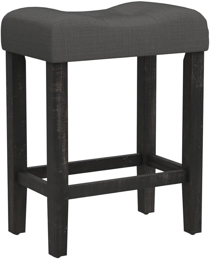 Roundhill Furniture Sora Button Tufted Counter Height Saddle Stools, Set of 2, Gray