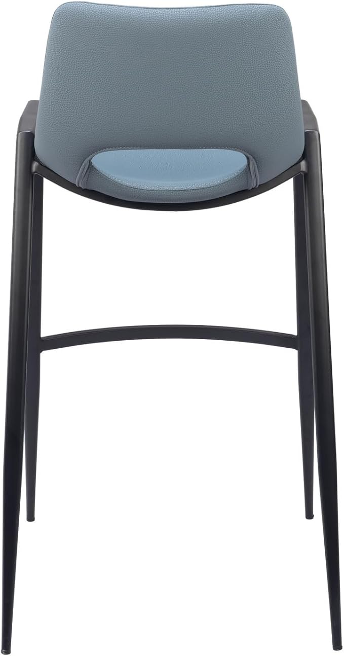 HomeStock Bar Stools Set of 2 - Gray Vinyl Seat & Steel Frame - Kitchen Island & Dining